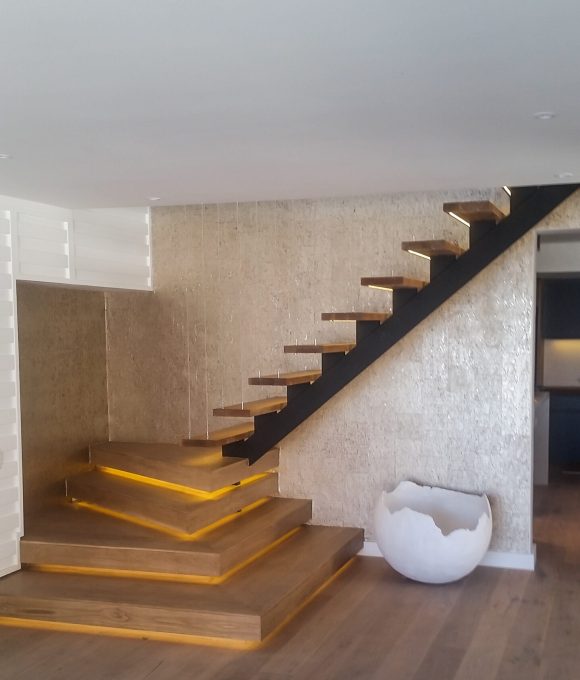 single beam floating staircase